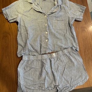 Women's Blue Striped Pajama Set